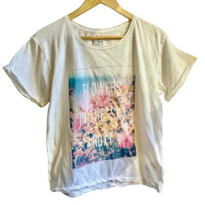 Roxy White Flowers in the Sky Graphic T-shirt, S